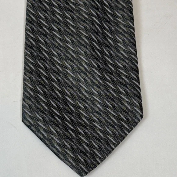 Bachrach  Men’s Green & Gray Foulard Patterned Tie - Picture 5 of 6